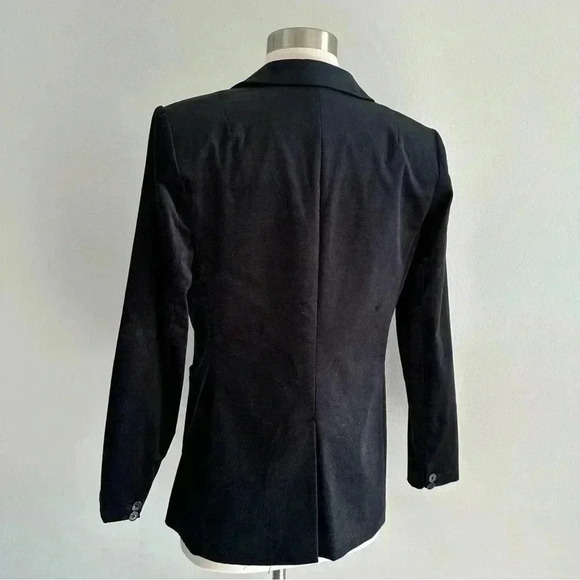 Banana Republic Black Velvet Long And Lean Blazer Jacket Sz 6 - Picture 2 of 10